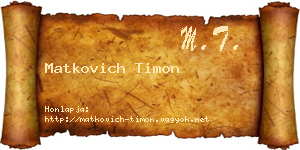 Matkovich Timon névjegykártya